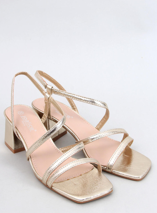 Zlaté sandály na podpatku z ekokůže