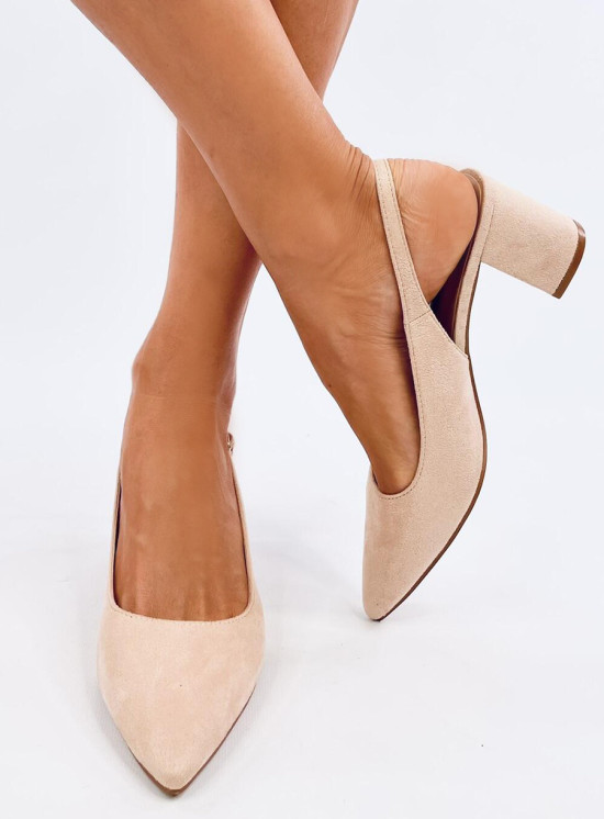 Nízké lodičky s otevřenou patou nude