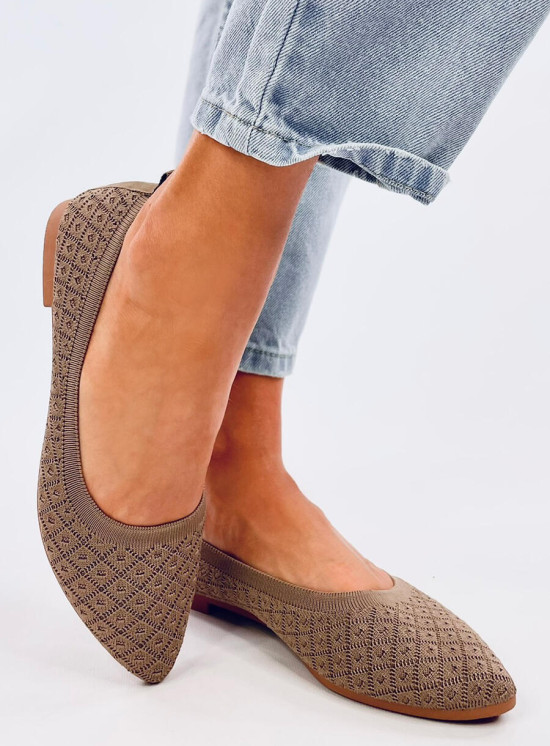 Dámské látkové baleríny hnědé