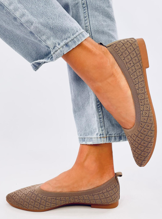 Dámské látkové baleríny hnědé