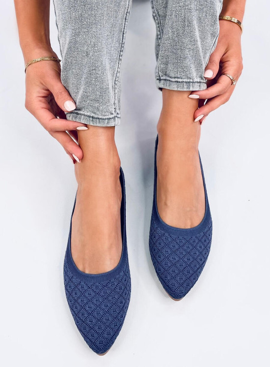 Dámské látkové baleríny modré