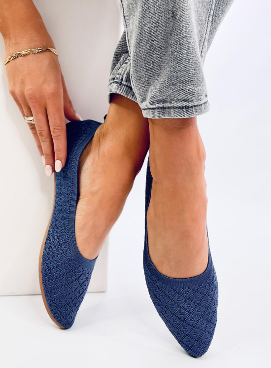 Dámské látkové baleríny modré