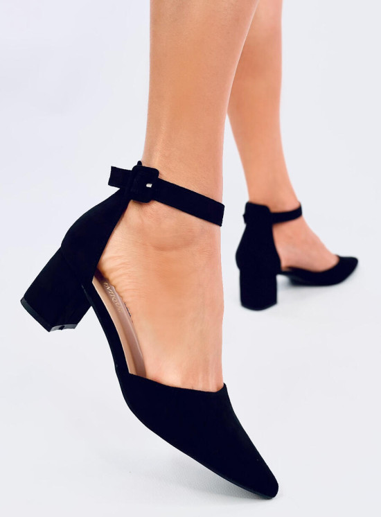 Semišové lodičky s řemínkem černé