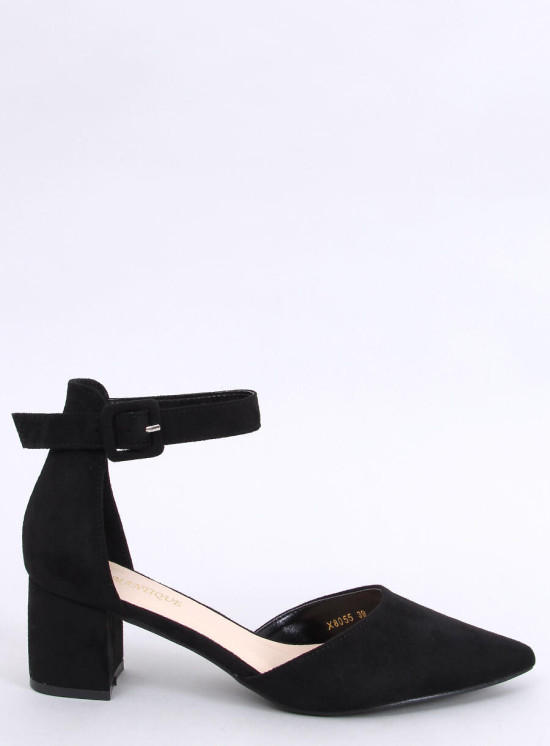 Semišové lodičky s řemínkem černé