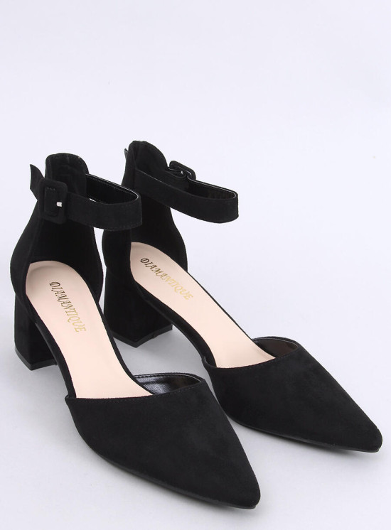 Semišové lodičky s řemínkem černé