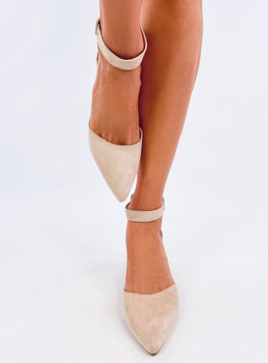 Semišové lodičky s řemínkem béžové