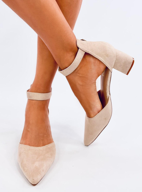 Semišové lodičky s řemínkem béžové