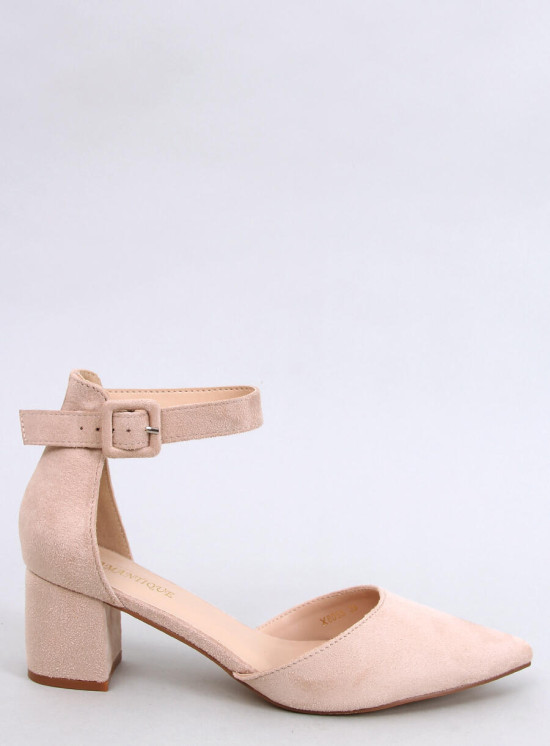 Semišové lodičky s řemínkem béžové