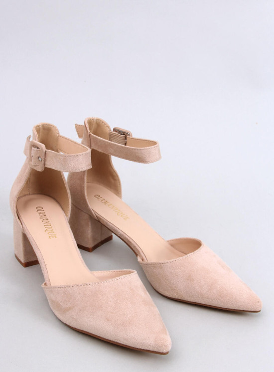 Semišové lodičky s řemínkem béžové