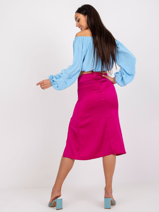 Růžová midi sukně