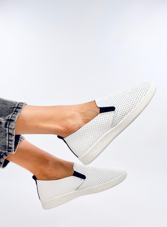 Perforované slip-on tenisky bílá/černá