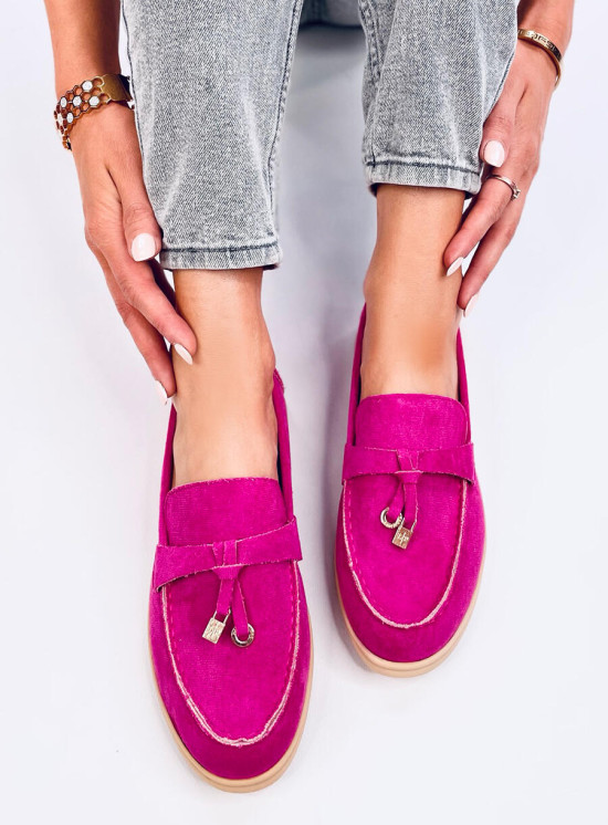 Fuchsiové semišové mokasíny Olivia