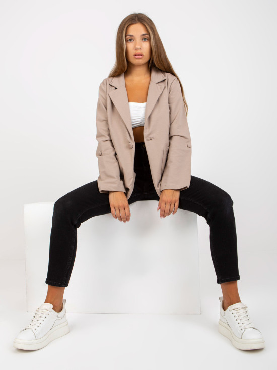 Béžové teplákové sako s kapsami RUE PARIS