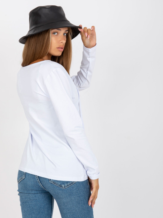 Bílá basic halenka s dlouhým rukávem RUE PARIS