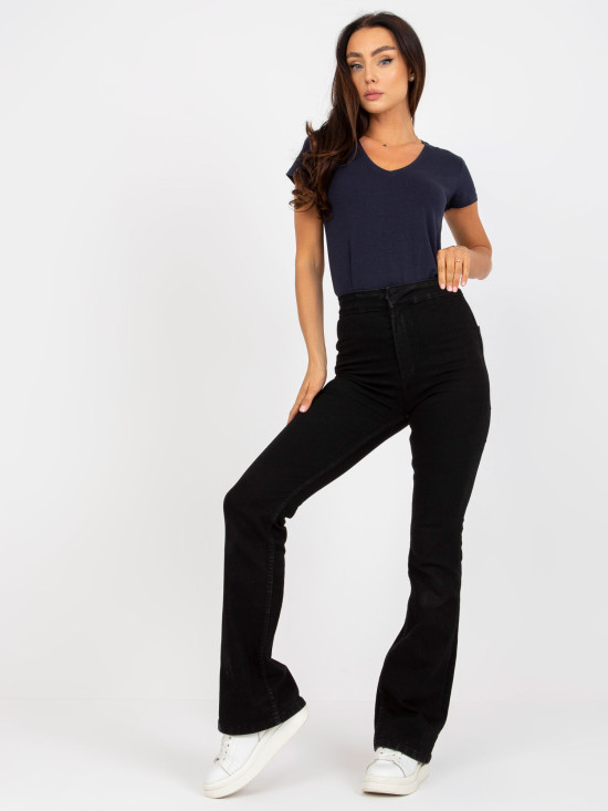 Tmavé modré dámské basic tričko s V výstřihem