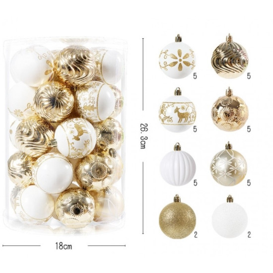 Vánoční ozdoby bílá/zlatá 34 ks