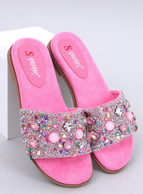 Pantofle vykládané kamínky růžové