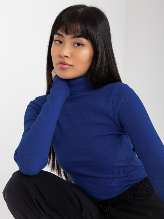 Kobaltově modrý pruhovaný dámský rolák