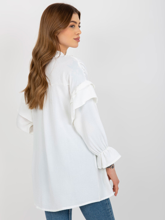 Ecru boho halenka s volány a nařasením OCH BELLA