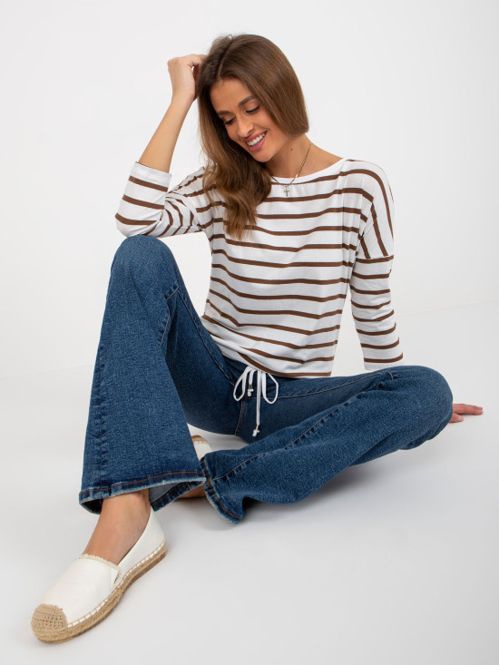 Ecru-hnědé bavlněné tričko