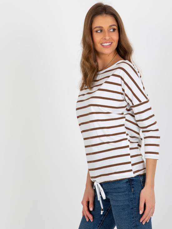 Ecru-hnědé bavlněné tričko