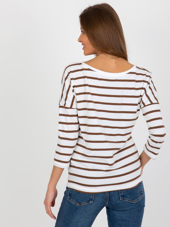 Ecru-hnědé bavlněné tričko