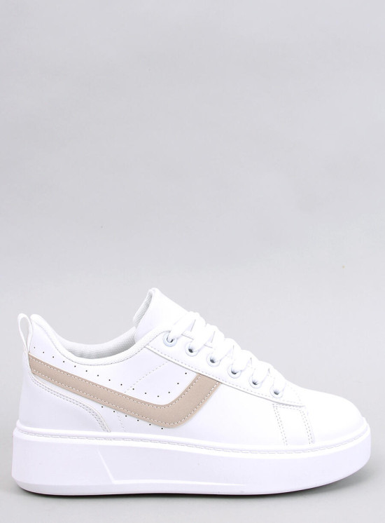 Bílé dámské tenisky z ekokůže na platformě