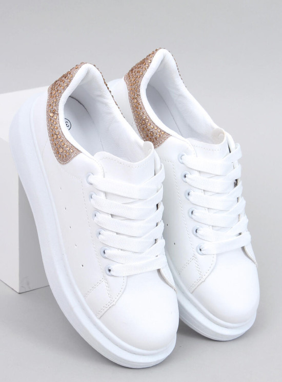 Bílé tenisky na platformě se zlatým detailem
