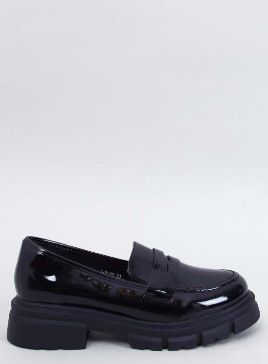 Lakované dámské mokasíny černé