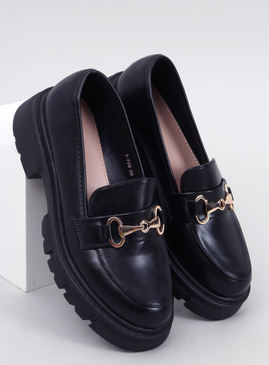 Černé mokasíny na vysoké podrážce