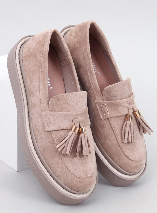 Mokasíny s třásněmi béžové