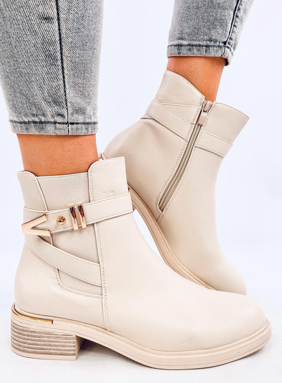 Béžové kotníkové kozačky SABINE