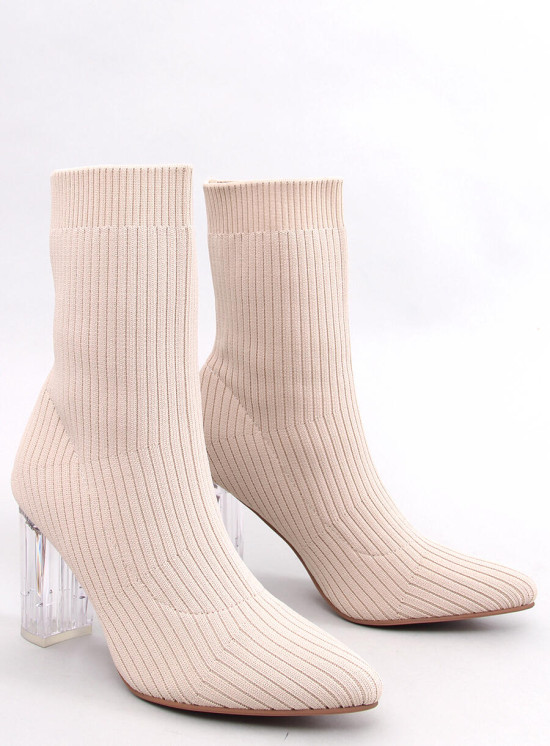 Béžové kozačky s průhledným podpatkem
