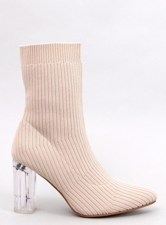 Béžové kozačky s průhledným podpatkem