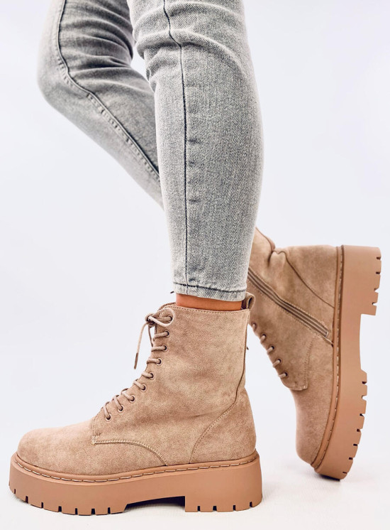 Dámské světle hnědé šněrovací boty