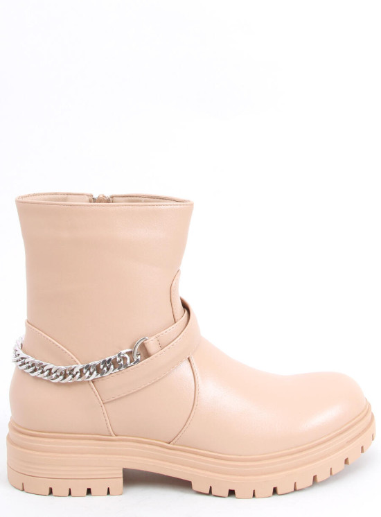 Béžové kozačky s řetízkem