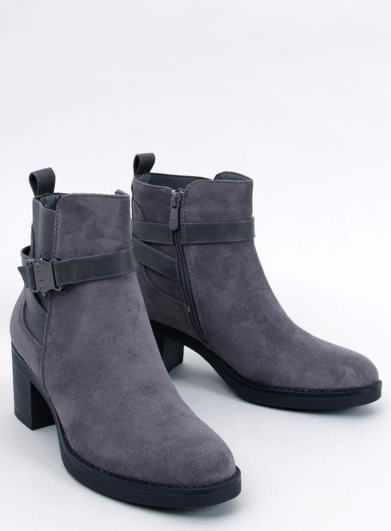Kotníkové kozačky na nízkém podpatku tmavě šedé