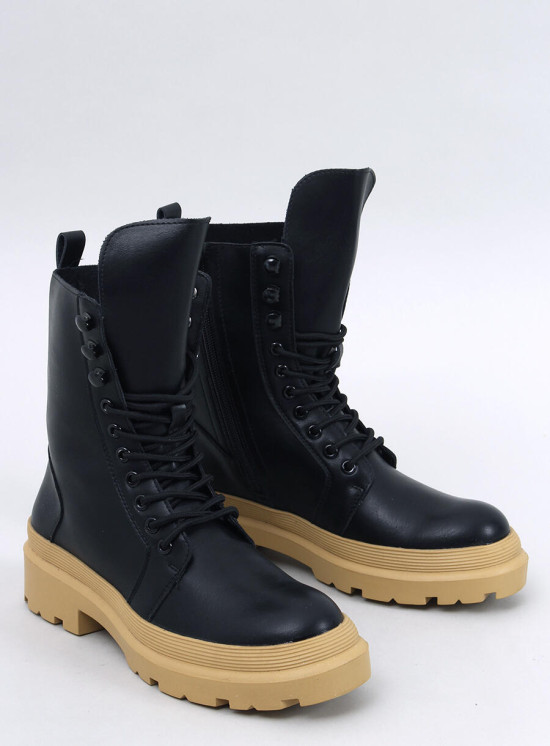 Boty na platformě INES černá/písková