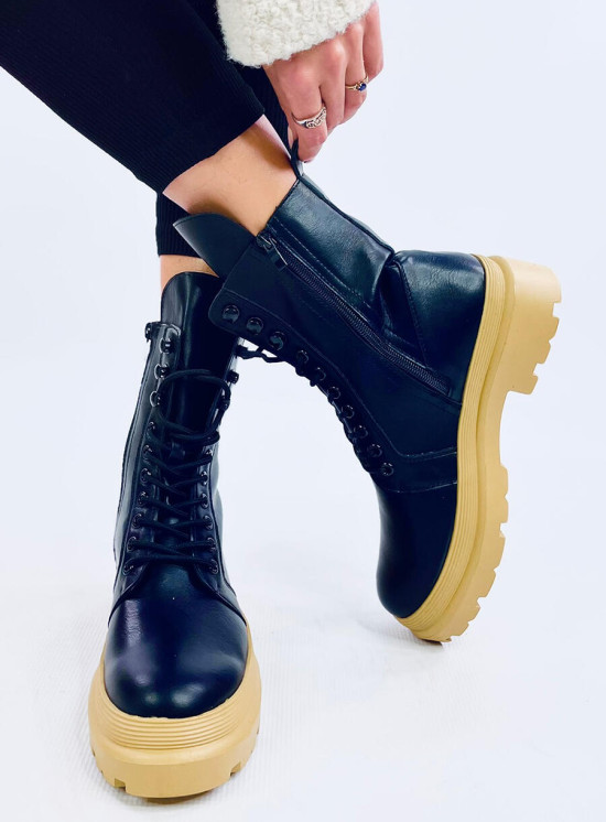 Boty na platformě INES černá/písková