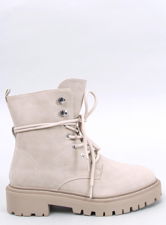 Béžové kozačky se šněrováním EMMA