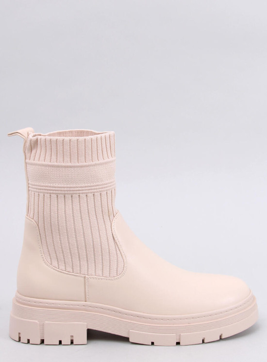Světle béžové kotníkové kozačky s elastickým svrškem