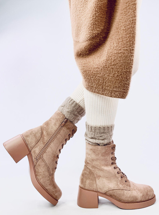 Boty na zip a šněrování hnědé