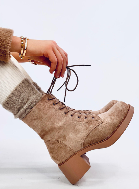 Boty na zip a šněrování hnědé