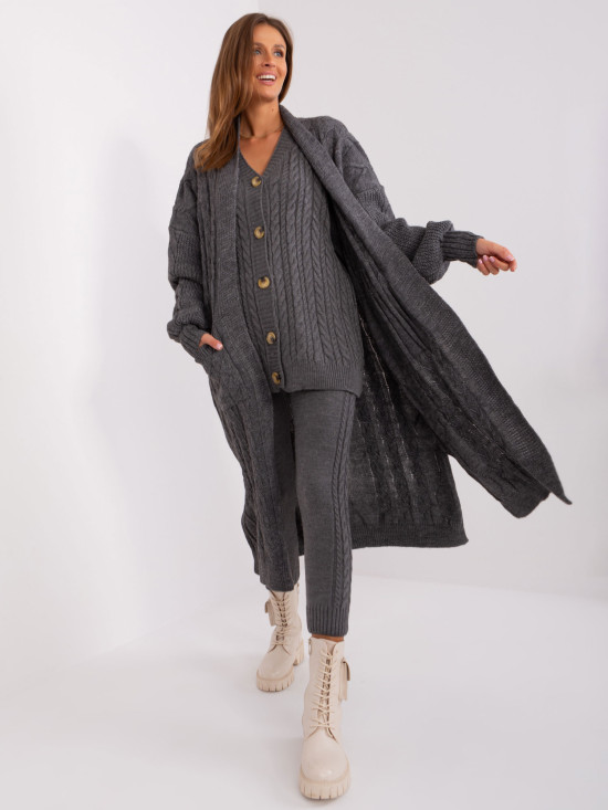 Tmavě šedý kardigan s dlouhými rukávy