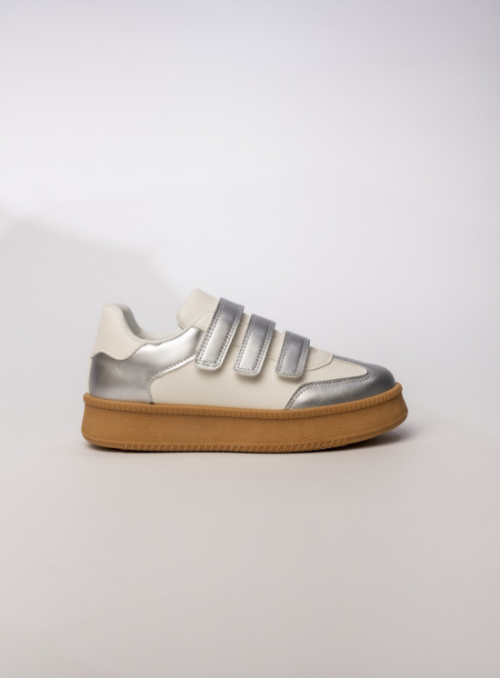 Dámské tenisky na suchý zip bílá/stříbrná