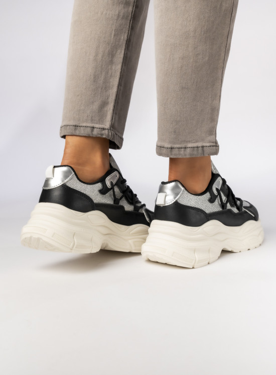 Dámské metalické tenisky černá/stříbrná