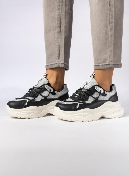 Dámské metalické tenisky černá/stříbrná