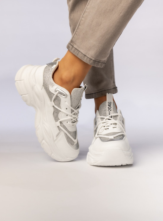 Dámské metalické tenisky bílá/stříbrná