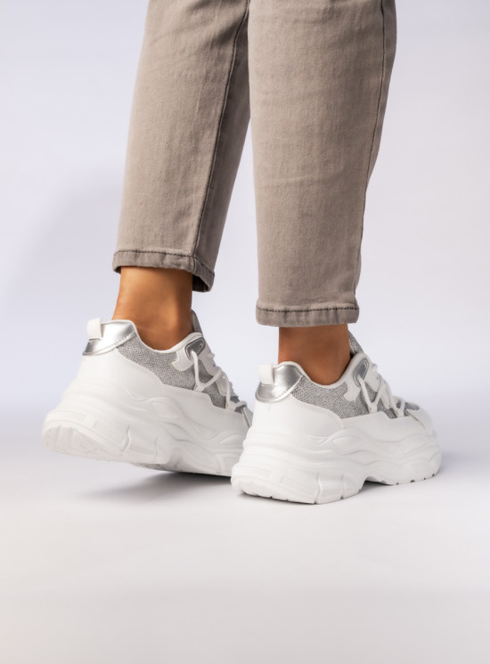 Dámské metalické tenisky bílá/stříbrná