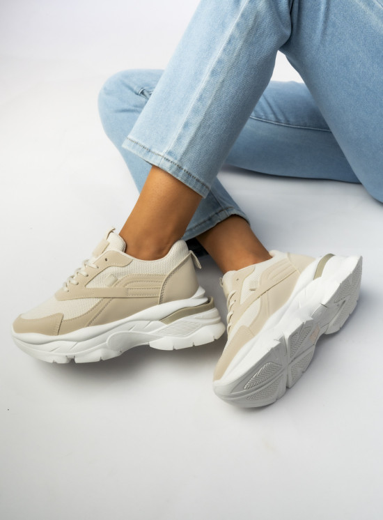 Béžové tenisky na vysoké podrážce FLORA